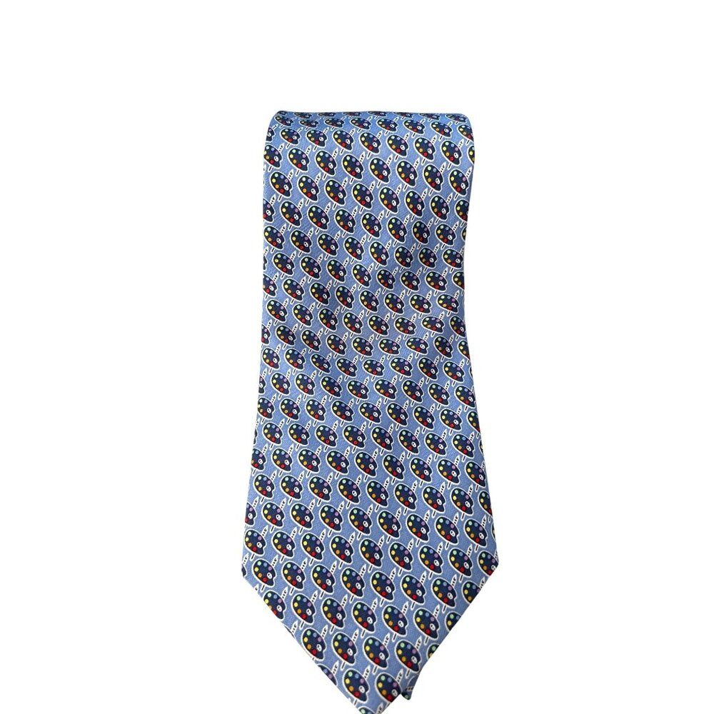 Vineyard Vines Blue Custom Artist Silk Tie Arts Foundation Cape Cod Paintbrush
